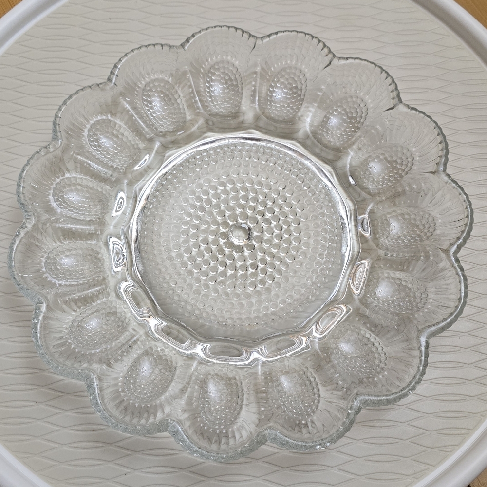 Vintage Indiana Glass Egg Tray Serving Platter